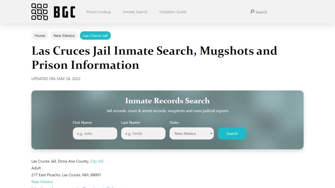 Las Cruces Jail Inmate Search, Mugshots, Visitation, Phone ...