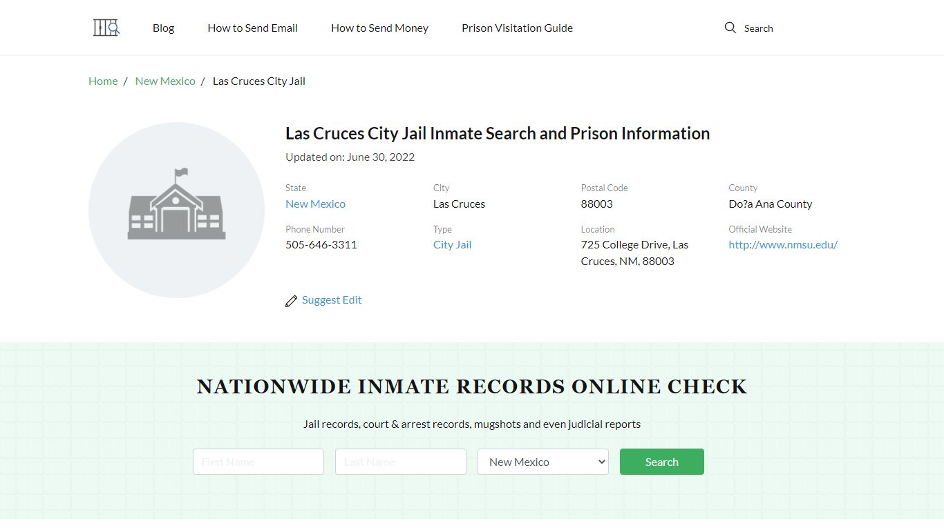Las Cruces City Jail Inmate Search, Visitation, Phone no ...